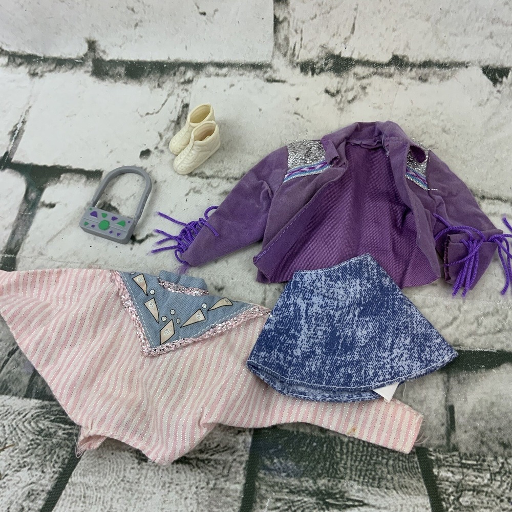 Barbie Doll Clothing Lot Outfit 90's Western Top Skirt Jacket Pink Purple #13